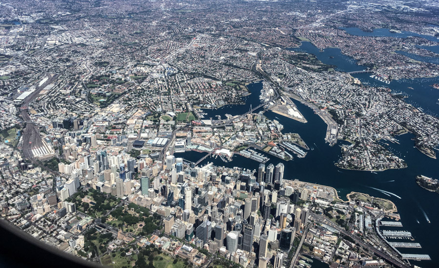 Cestopis Austrálie - Sydney z letadla
